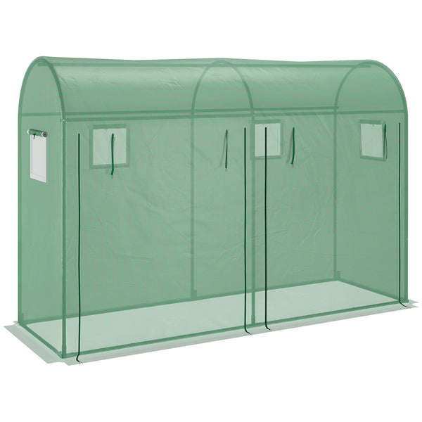 9.8' x 3.3' x 6.6' Outdoor Garden Greenhouse, Steel Frame Plant Growing Greenhouse with Double Doors and 4 Windows, PE Cover for Backyard, Patio, Green