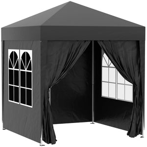 6.6'x6.6' Pop Up Canopy Tent with Sidewalls, Instant Sun Shelter Camping Gazebo with Carry Bag, for Outdoor, Garden, Patio, Black