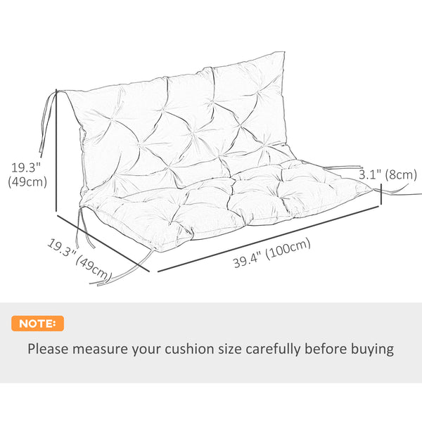 Porch Swing Cushion Garden Bench Cushion with Backrest, Non-Slip 2-Seater Thick Pad, Swing Chair Mat Replacement for Indoor and Outdoor, 39.4" x 38.6", Light Grey