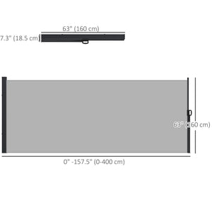 13' x 5' Retractable Side Awning, Garden Privacy Screen Divider, Full Cassette Windbreaker for Hot Tub, Balcony, Terrace, Pool, Light Grey