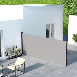 13' x 5' Retractable Side Awning, Garden Privacy Screen Divider, Full Cassette Windbreaker for Hot Tub, Balcony, Terrace, Pool, Light Grey