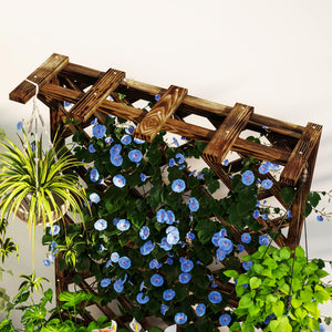 Wooden Planter with Trellis, Freestanding Raised Garden Bed with Drainage Holes, Outdoor Planter Box with Liner for Vegetables, Herbs and Flowers, Carbonised