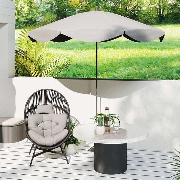 Standing Rattan Egg Chair Outdoor, Oversized Wicker Garden Egg Chair with Thick Tufted Cushion, Headrest, Steel Frame, Charcoal Grey