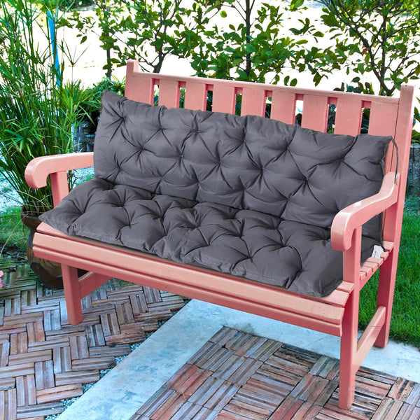 Porch Swing Cushion Garden Bench Cushion with Backrest, Non-Slip 3-Seater Thick Pad, Swing Chair Mat Replacement for Indoor and Outdoor, 59.1" x 38.6", Dark Grey
