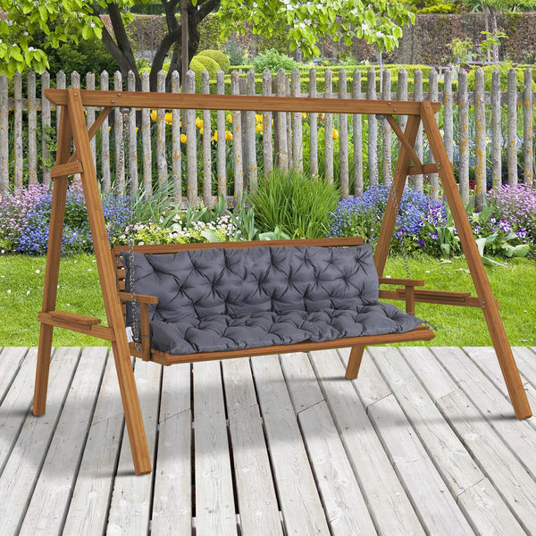 Porch Swing Cushion Garden Bench Cushion with Backrest, Non-Slip 3-Seater Thick Pad, Swing Chair Mat Replacement for Indoor and Outdoor, 59.1" x 38.6", Dark Grey
