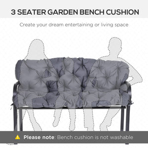 Porch Swing Cushion Garden Bench Cushion with Backrest, Non-Slip 3-Seater Thick Pad, Swing Chair Mat Replacement for Indoor and Outdoor, 59.1" x 38.6", Dark Grey