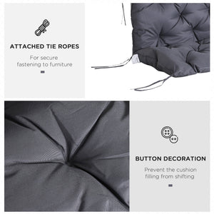 Porch Swing Cushion Garden Bench Cushion with Backrest, Non-Slip 3-Seater Thick Pad, Swing Chair Mat Replacement for Indoor and Outdoor, 59.1" x 38.6", Dark Grey