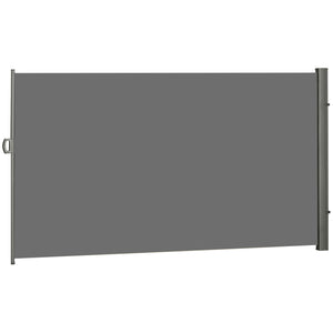118" x 79" Retractable Side Awning Patio Outdoor Folding Privacy Screen with Resistance to UV Rays & Wind, Light Grey