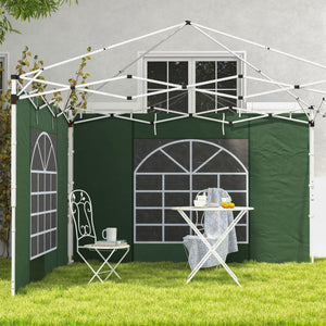 Gazebo Side Panels with Windows and Doors, for 3x3(m) or 3x6m Pop Up Gazebo, 2 Pack Sides Replacement, Green
