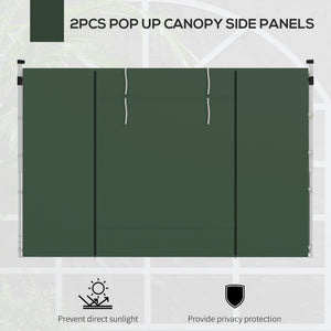 Gazebo Side Panels with Windows and Doors, for 3x3(m) or 3x6m Pop Up Gazebo, 2 Pack Sides Replacement, Green