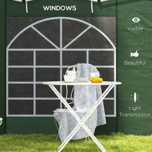 Gazebo Side Panels with Windows and Doors, for 3x3(m) or 3x6m Pop Up Gazebo, 2 Pack Sides Replacement, Green