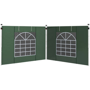 Gazebo Side Panels with Windows and Doors, for 3x3(m) or 3x6m Pop Up Gazebo, 2 Pack Sides Replacement, Green