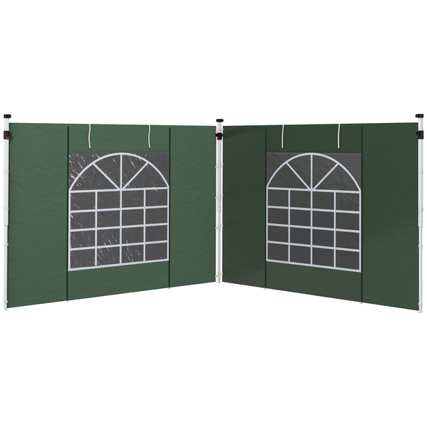 Gazebo Side Panels with Windows and Doors, for 3x3(m) or 3x6m Pop Up Gazebo, 2 Pack Sides Replacement, Green