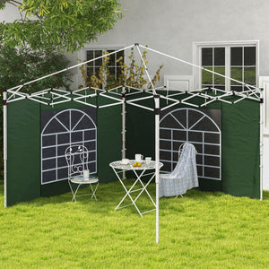 Gazebo Side Panels with Windows and Doors, for 3x3(m) or 3x6m Pop Up Gazebo, 2 Pack Sides Replacement, Green