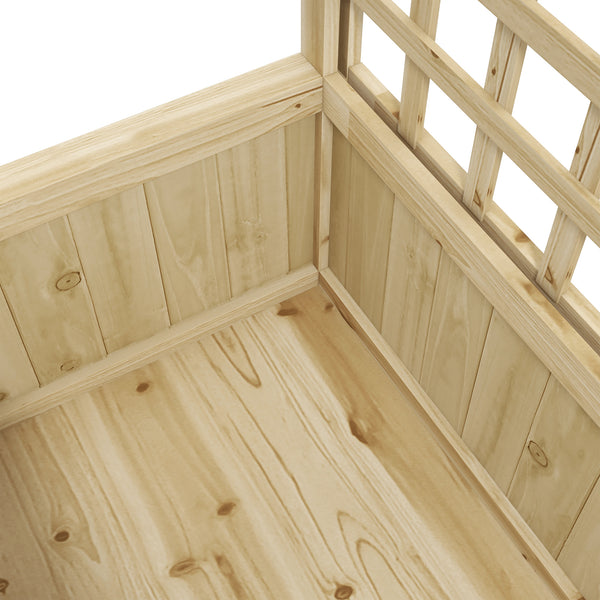 Wood Planter with Trellis for Climbing Plants, Raised Bed, Planter Box with Drainage Holes to Grow Vegetables, Herbs and Flowers for Garden, Patio, Yard, Natural Wood Finish