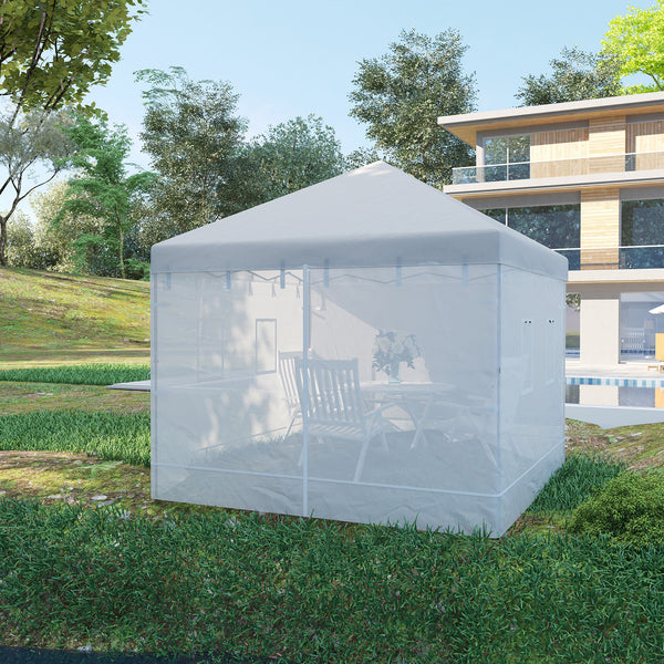 Pop up Canopy Walls, Universal Replacement Netting, Set of 4 Mesh Screen Sidewalls, Patio Netting with 6 Service Windows and 1 Door for 10' x 10' Canopy Tent, White