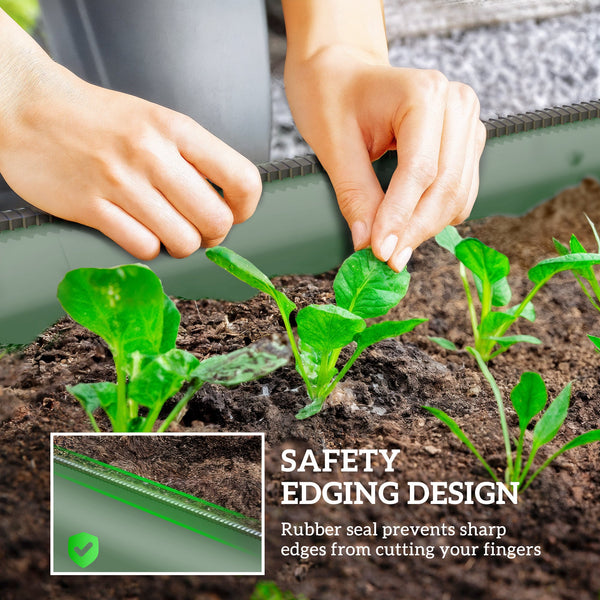 8' x 2' x 1' Galvanized Raised Garden Bed Kit, Outdoor Metal Elevated Planter Box with Safety Edging, Easy DIY Stock Tank for Growing Flowers, Herbs & Vegetables, Green