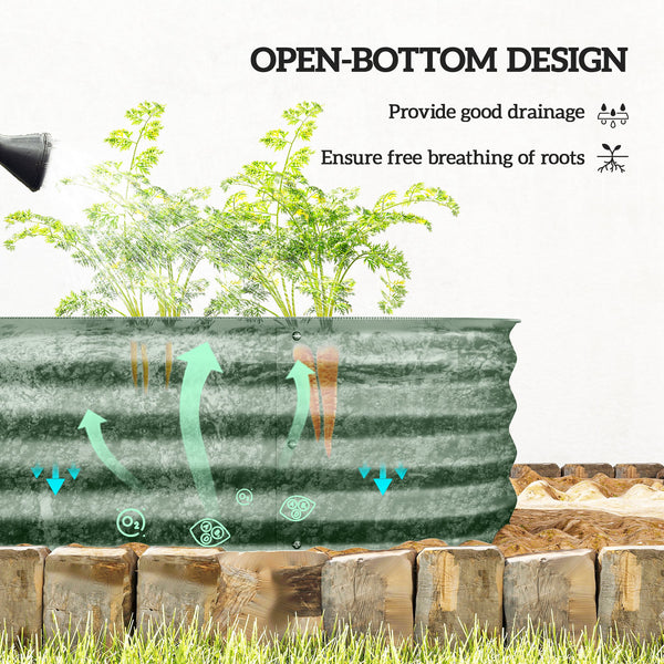 8' x 2' x 1' Galvanized Raised Garden Bed Kit, Outdoor Metal Elevated Planter Box with Safety Edging, Easy DIY Stock Tank for Growing Flowers, Herbs & Vegetables, Green