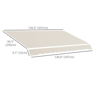 11' x 8' Retractable Awning Fabric Replacement Outdoor Sunshade Canopy Awning Cover, UV Protection, Cream White