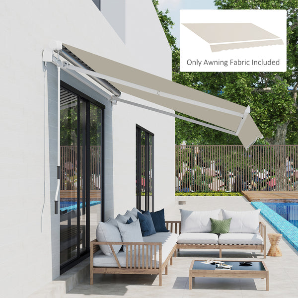 11' x 8' Retractable Awning Fabric Replacement Outdoor Sunshade Canopy Awning Cover, UV Protection, Cream White