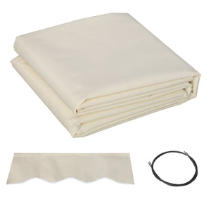 11' x 8' Retractable Awning Fabric Replacement Outdoor Sunshade Canopy Awning Cover, UV Protection, Cream White