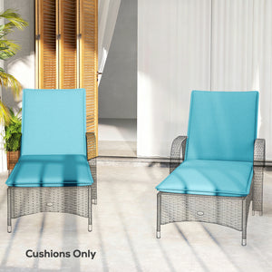 Outdoor Lounge Chair Cushion Set of 2, UPF50+ 200gsm Fabric and 25D High-Density Foam, Foldable Patio Chaise Lounge Cushion Set, Fade Resistant for Lawn Pool, 76" x 23", Light Blue
