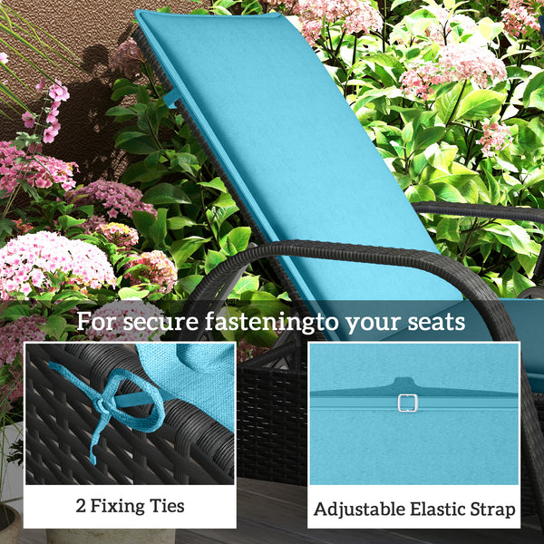 Outdoor Lounge Chair Cushion Set of 2, UPF50+ 200gsm Fabric and 25D High-Density Foam, Foldable Patio Chaise Lounge Cushion Set, Fade Resistant for Lawn Pool, 76" x 23", Light Blue