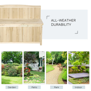 Wooden Outdoor Bench, Garden Bench with 39 Gallon Storage Box, Garden Furniture Chair for Patio, Lawn, Garden, 45.3" x 17.7" x 29.5", Natural