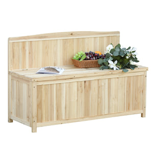 Wooden Outdoor Bench, Garden Bench with 39 Gallon Storage Box, Garden Furniture Chair for Patio, Lawn, Garden, 45.3" x 17.7" x 29.5", Natural