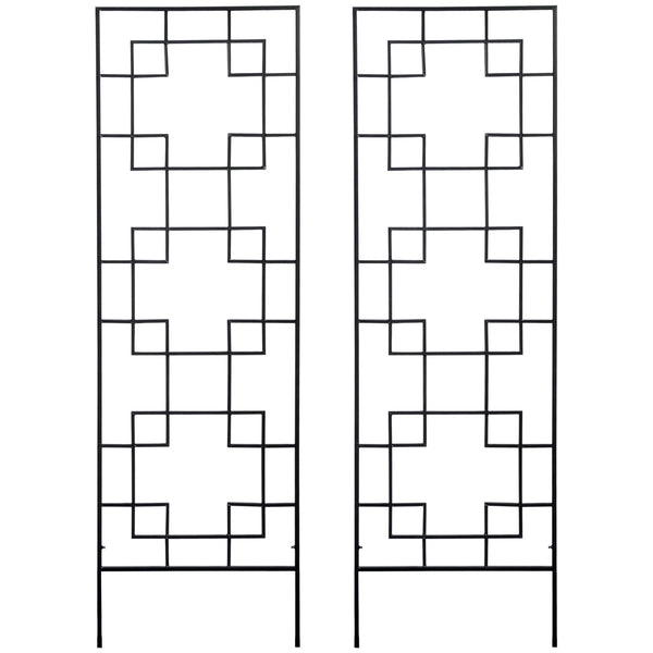 2 Pack Garden Trellis for Climbing Plants, Outdoor Metal Grid Panels for Roses, Vine Flower, Cucumber, Clematis, 72" Tall