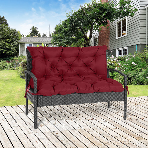 Porch Swing Cushion Garden Bench Cushion with Backrest, Non-Slip 2-Seater Thick Pad, Swing Chair Mat Replacement for Indoor and Outdoor, 39.4" x 38.6", Wine Red