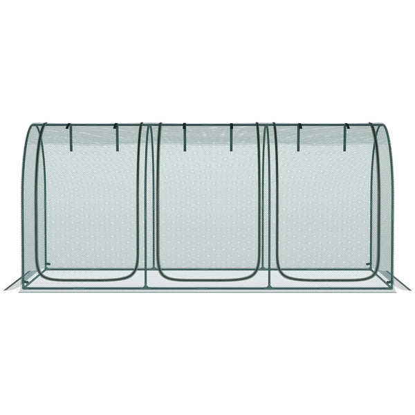9' x 4' Crop Cage, Plant Protection Tent, with Three Zippered Doors and 4 Ground Stakes, for Garden, Yard, Lawn, Green