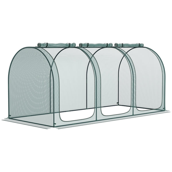 9' x 4' Crop Cage, Plant Protection Tent, with Three Zippered Doors and 4 Ground Stakes, for Garden, Yard, Lawn, Green