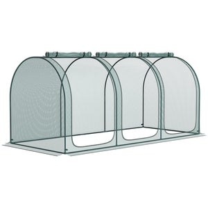 9' x 4' Crop Cage, Plant Protection Tent, with Three Zippered Doors and 4 Ground Stakes, for Garden, Yard, Lawn, Green