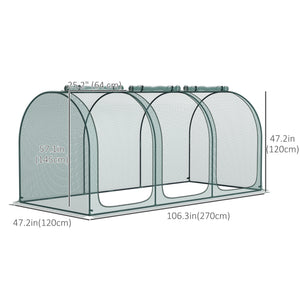 9' x 4' Crop Cage, Plant Protection Tent, with Three Zippered Doors and 4 Ground Stakes, for Garden, Yard, Lawn, Green