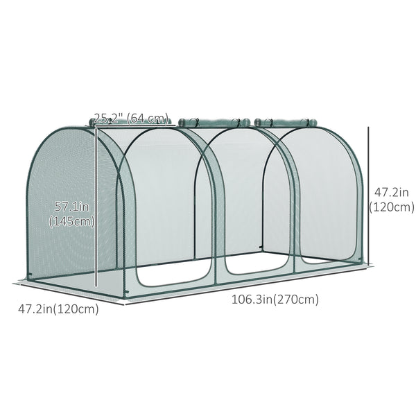 9' x 4' Crop Cage, Plant Protection Tent, with Three Zippered Doors and 4 Ground Stakes, for Garden, Yard, Lawn, Green