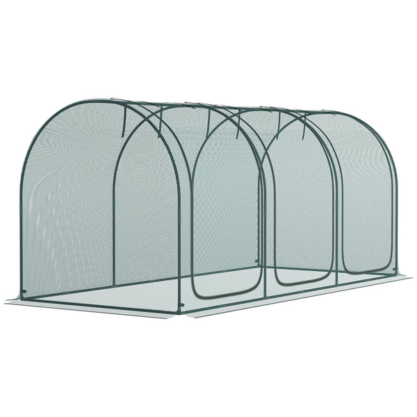 9' x 4' Crop Cage, Plant Protection Tent, with Three Zippered Doors and 4 Ground Stakes, for Garden, Yard, Lawn, Green