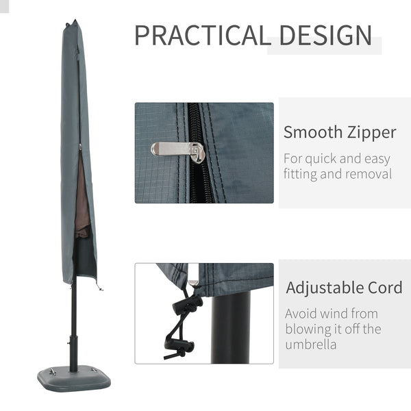 Parasol Cover, Cantilever Umbrella Protector with Zipper for Outdoor, Garden, Patio, Grey