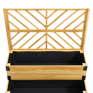 Raised Garden Bed with Trellis, 2 Tier Wooden Elevated Planter Box with Legs and Metal Corners for Vegetables, Flowers, Herbs, Natural