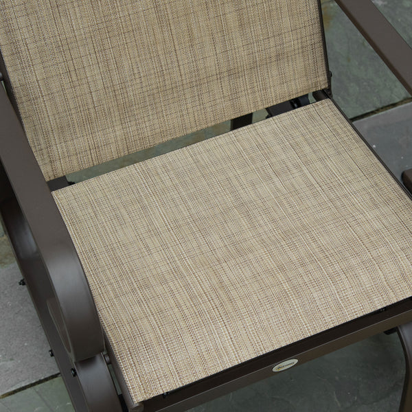 Patio Glider with Breathable Mesh Fabric, Outdoor Glider Chair, Garden Rocking Gliding Seat for Patio, Yard, Porch, Brown Flaxen