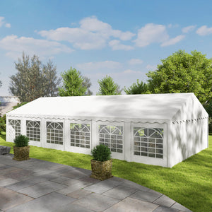 Outsunny 20' x 40' Heavy Duty Party Tent, Galvanized Outdoor Canopy Tent Large Event Shelter with Removable Sidewalls, 12 Windows and 2 Doors, Tents for Parties, Wedding, Events, BBQ Grill, White