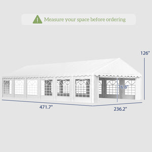 20' x 40' Party Tent with Removable Sidewalls & 12 Windows, White