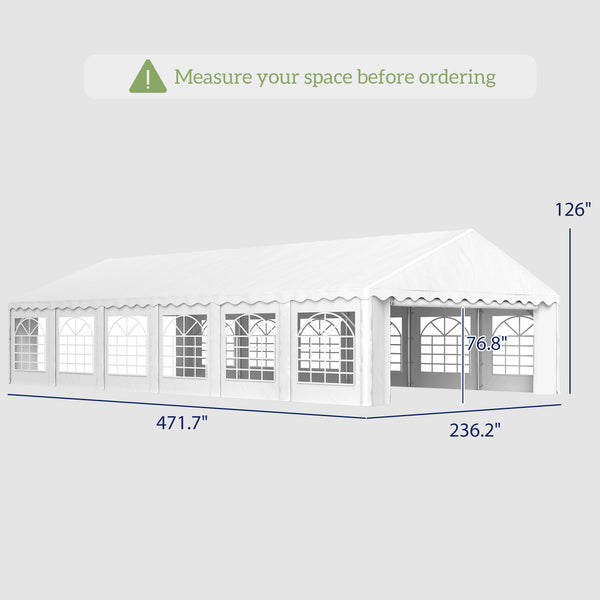 20' x 40' Party Tent with Removable Sidewalls & 12 Windows, White