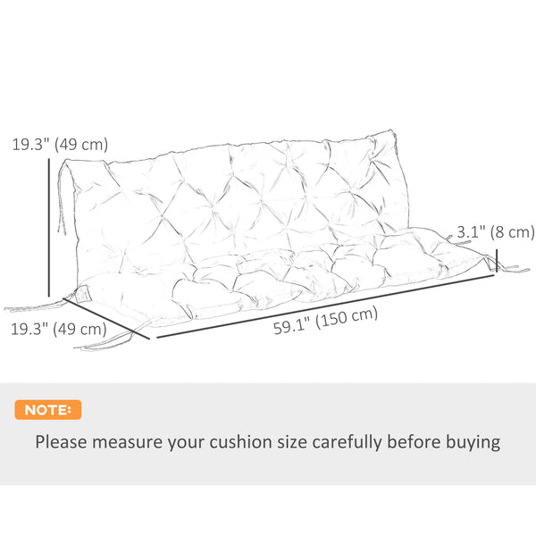 Porch Swing Cushion Garden Bench Cushion with Backrest, Non-Slip 3-Seater Thick Pad, Swing Chair Mat Replacement for Indoor and Outdoor, 59.1" x 38.6", Light Grey