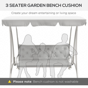 Porch Swing Cushion Garden Bench Cushion with Backrest, Non-Slip 3-Seater Thick Pad, Swing Chair Mat Replacement for Indoor and Outdoor, 59.1" x 38.6", Light Grey