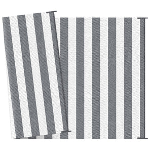 Outsunny Reversible Outdoor Rug, 9' x 12' Waterproof Plastic Straw Floor Mat, Portable RV Camping Carpet, Large Floor Mat for Backyard, Deck, Picnic, Beach, Gray & White Striped
