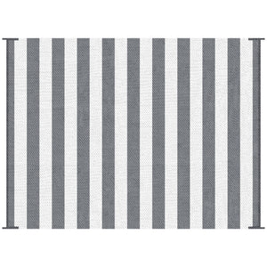 Outsunny Reversible Outdoor Rug, 9' x 12' Waterproof Plastic Straw Floor Mat, Portable RV Camping Carpet, Large Floor Mat for Backyard, Deck, Picnic, Beach, Gray & White Striped