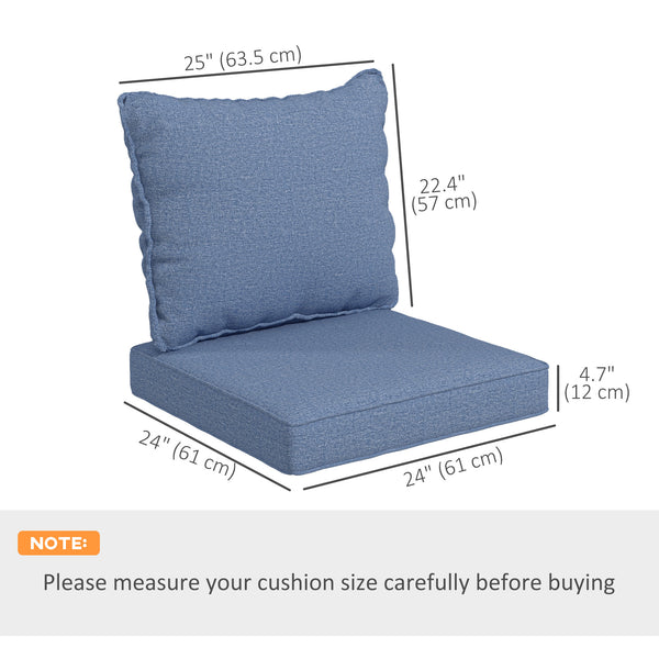 4-Piece Patio Chair Cushions Pillows with Backrest, Seat Replacement Patio Cushions Set for Indoor Outdoor Garden Furniture, Blue