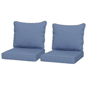 4-Piece Patio Chair Cushions Pillows with Backrest, Seat Replacement Patio Cushions Set for Indoor Outdoor Garden Furniture, Blue