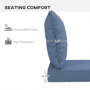 Ensemble de 4 coussins de rechange pour chaise de patio avec dossier, bleu